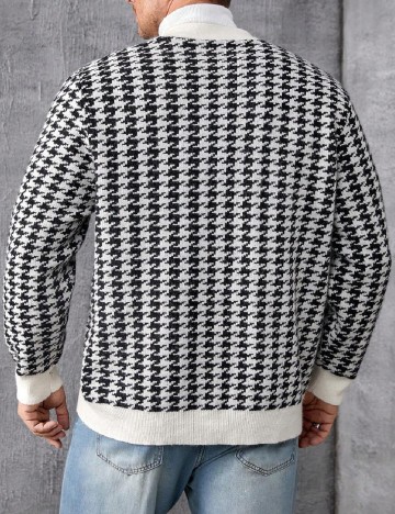 Cardigan SHEIN Plus Size Men, alb/negru