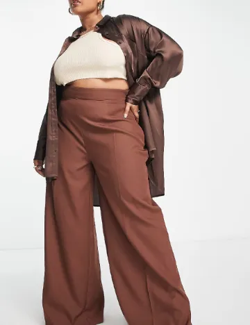 Pantaloni IN THE STYLE Plus Size, maro Maro