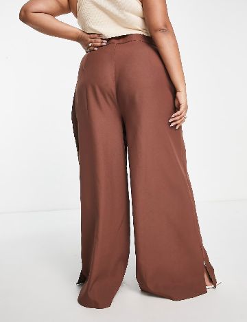 Pantaloni IN THE STYLE Plus Size, maro