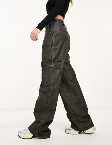 Pantaloni Stradivarius, gri inchis