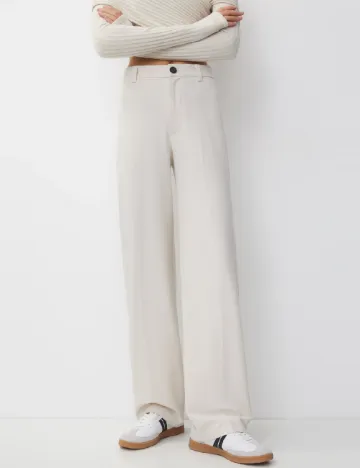 Pantaloni Pull&Bear, ecru Alb