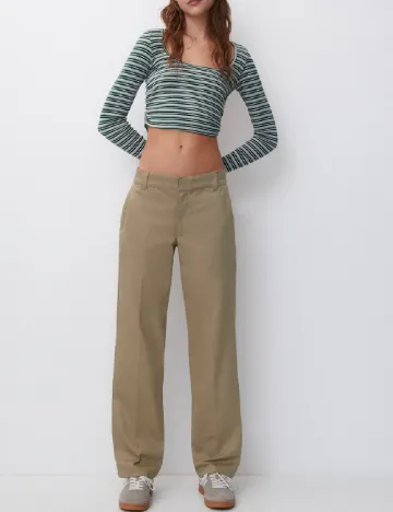 Pantaloni Pull&Bear, kaki Verde