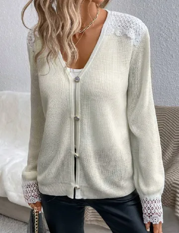 Cardigan SHEIN, ecru Alb