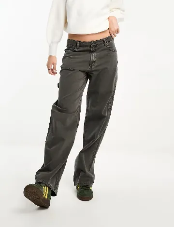 Pantaloni Pull&Bear, gri petrol Gri