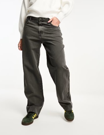 Pantaloni Pull&Bear, gri petrol