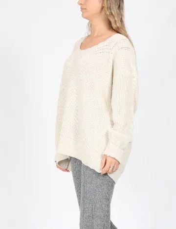 Pulover Oversize SHEIN, ecru Alb