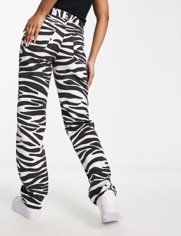 Pantaloni Bershka, alb/negru