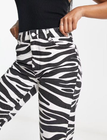 Pantaloni Bershka, alb/negru