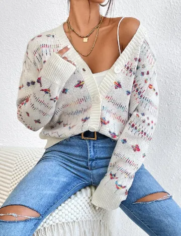 Cardigan Emery Rose, ecru Alb