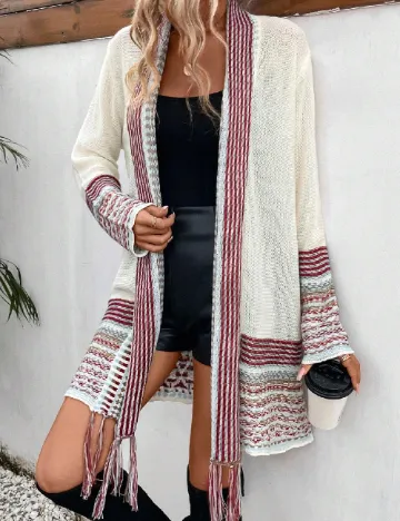 Cardigan SHEIN, ecru Alb