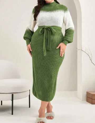 Rochie medie SHEIN CURVE, verde Verde