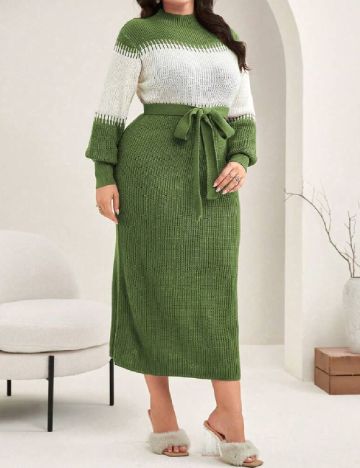 Rochie medie SHEIN CURVE, verde