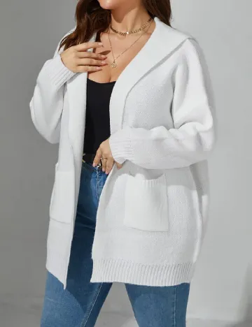 Cardigan SHEIN CURVE, alb Alb