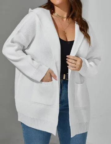 Cardigan SHEIN CURVE, alb Alb