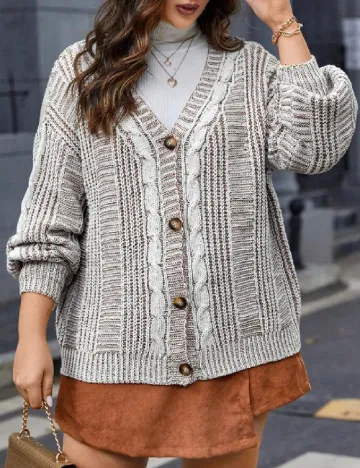 Cardigan SHEIN CURVE, alb/maro Alb