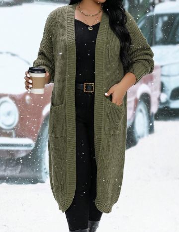 Cardigan SHEIN CURVE, verde