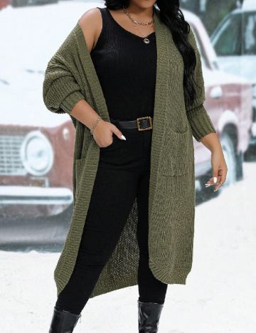 Cardigan SHEIN CURVE, verde