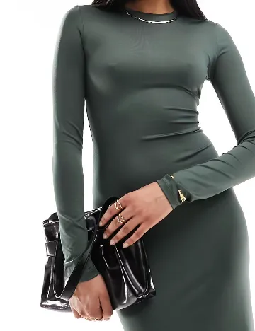 Rochie lunga Bershka, verde Verde