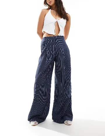 Pantaloni Bershka, bleumarin Albastru