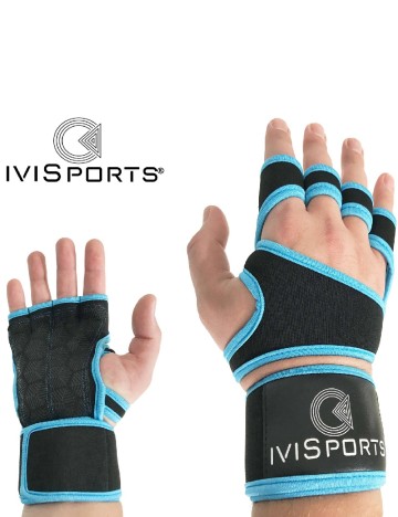 Manusi de fitness IVISPORTS, negru/albastru