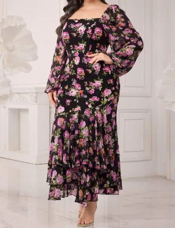 Rochie lunga SHEIN CURVE, floral print Floral print