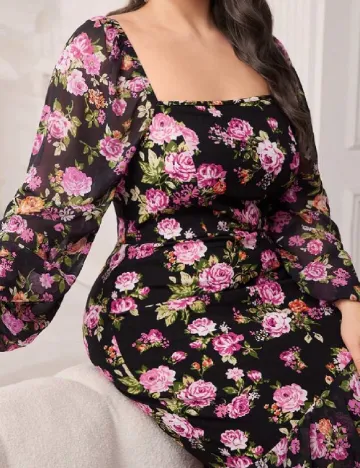 Rochie lunga SHEIN CURVE, floral print Floral print