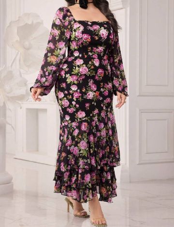 Rochie lunga SHEIN CURVE, floral print