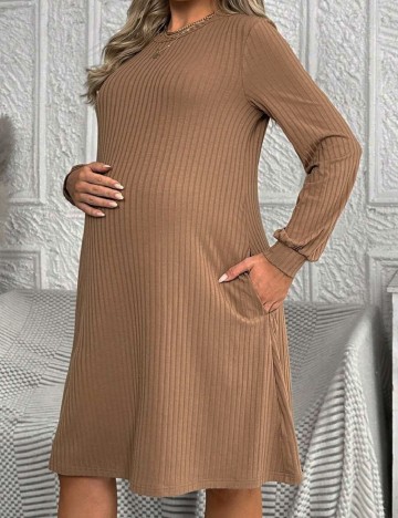 Rochie scurta SHEIN Maternity, maro