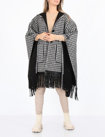 Poncho reversibil No-l-ita, alb/negru