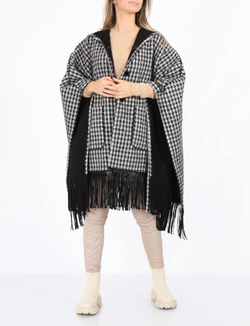 Poncho reversibil No-l-ita, alb/negru Negru