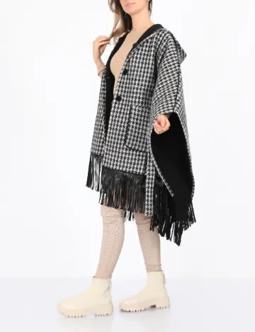 Poncho reversibil No-l-ita, alb/negru Negru