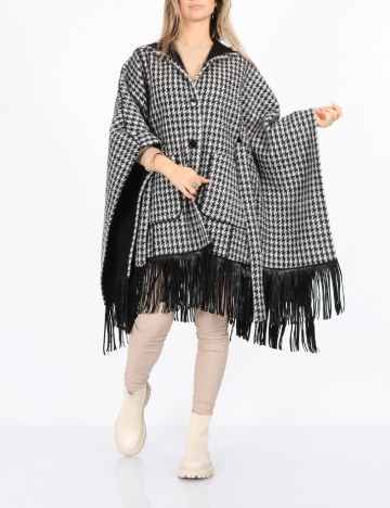 Poncho reversibil No-l-ita, alb/negru