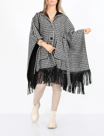 Poncho reversibil No-l-ita, alb/negru Negru