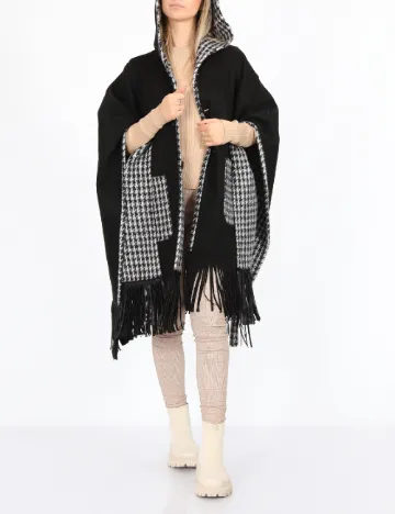 Poncho reversibil No-l-ita, alb/negru Negru