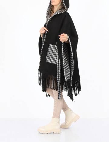 Poncho reversibil No-l-ita, alb/negru