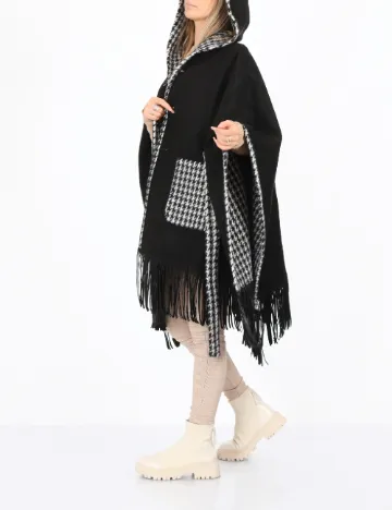 Poncho reversibil No-l-ita, alb/negru Negru