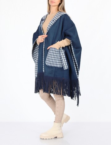 Poncho reversibil No-l-ita, alb/albastru