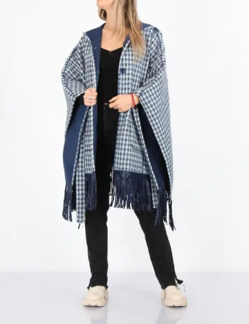 Poncho reversibil No-l-ita, alb/albastru Albastru