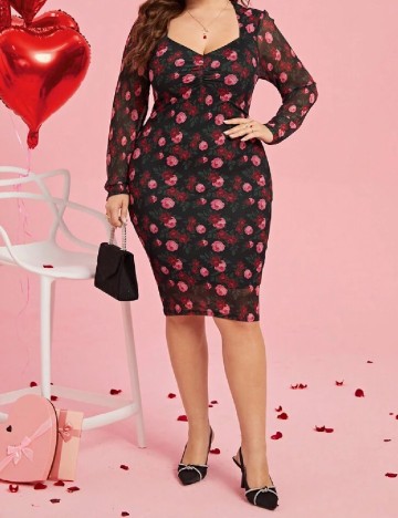 Rochie medie SHEIN CURVE, floral print