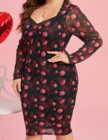 Rochie medie SHEIN CURVE, floral print