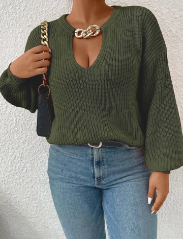 Pulover SHEIN CURVE, verde