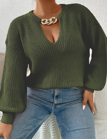 Pulover SHEIN CURVE, verde