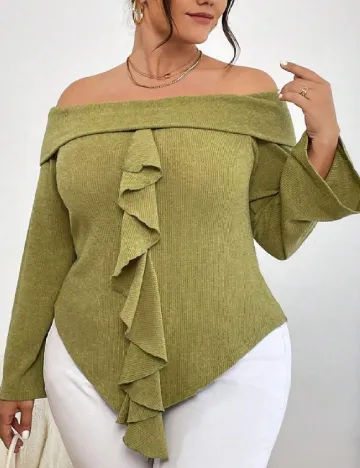 Bluza SHEIN CURVE, verde Verde