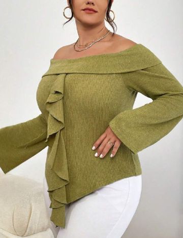 Bluza SHEIN CURVE, verde