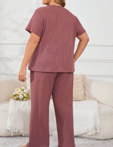 Pijama SHEIN CURVE, roz pudra