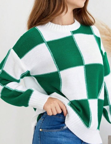 Bluza Shein Kids, alb/verde