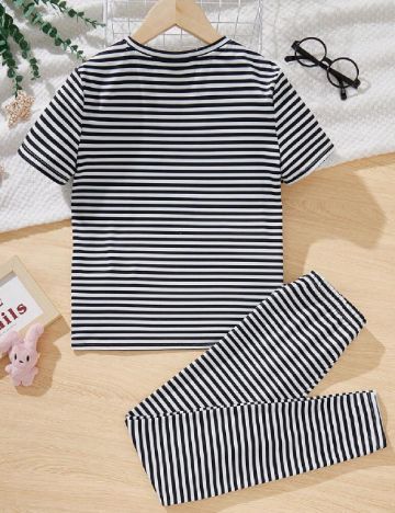 Pijama Shein Kids, alb/negru