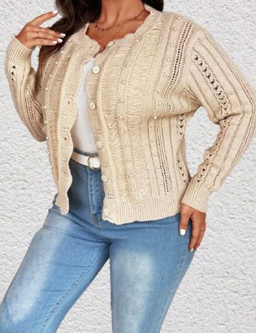 Cardigan SHEIN CURVE, crem