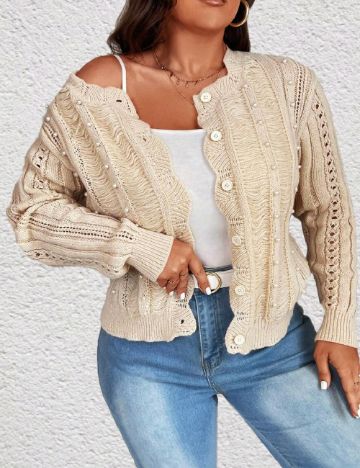 Cardigan SHEIN CURVE, crem