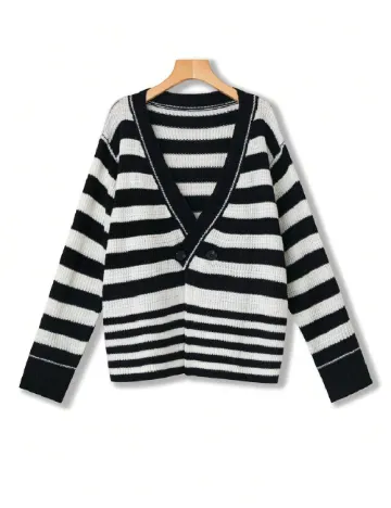 Cardigan SHEIN CURVE, alb/negru Alb